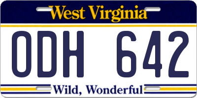 WV license plate ODH642