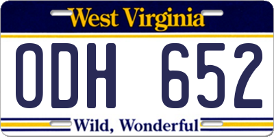WV license plate ODH652