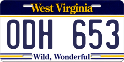 WV license plate ODH653