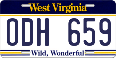 WV license plate ODH659