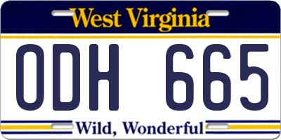 WV license plate ODH665