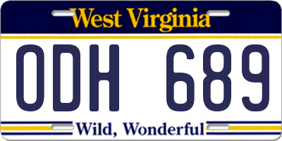WV license plate ODH689