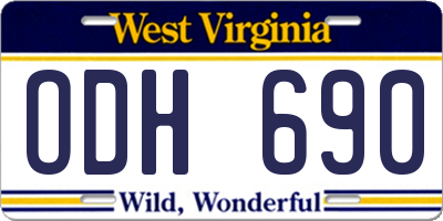 WV license plate ODH690