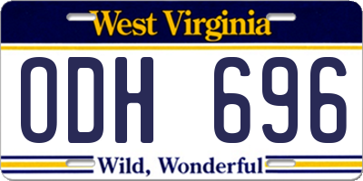 WV license plate ODH696