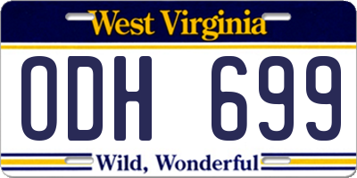 WV license plate ODH699