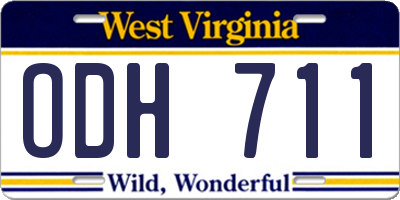 WV license plate ODH711