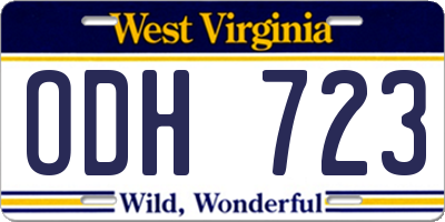 WV license plate ODH723