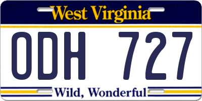 WV license plate ODH727