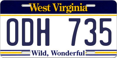 WV license plate ODH735
