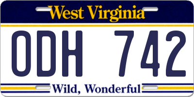 WV license plate ODH742