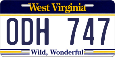 WV license plate ODH747