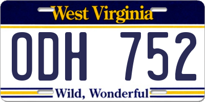 WV license plate ODH752