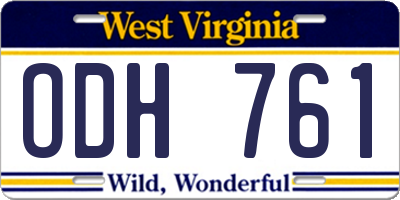 WV license plate ODH761
