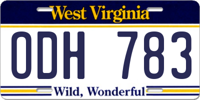 WV license plate ODH783