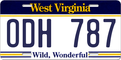 WV license plate ODH787