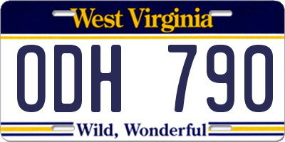 WV license plate ODH790