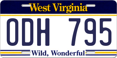 WV license plate ODH795