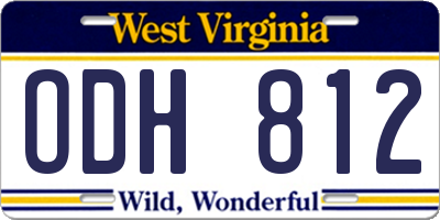 WV license plate ODH812