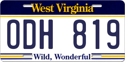 WV license plate ODH819