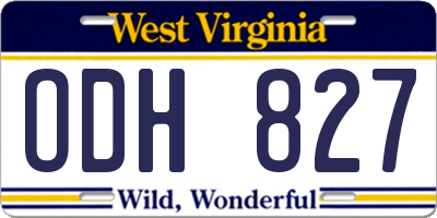 WV license plate ODH827