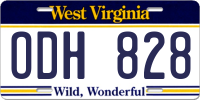 WV license plate ODH828