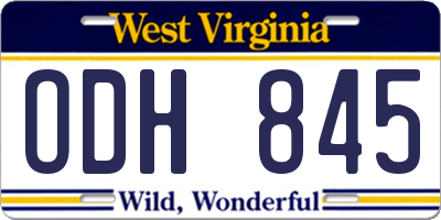 WV license plate ODH845
