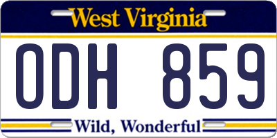 WV license plate ODH859