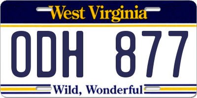 WV license plate ODH877
