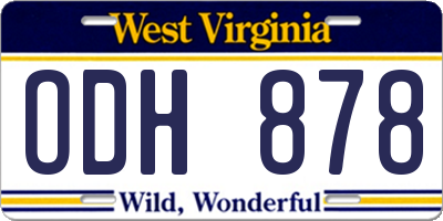 WV license plate ODH878