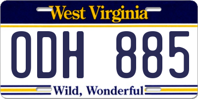 WV license plate ODH885