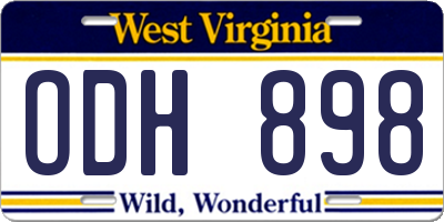 WV license plate ODH898