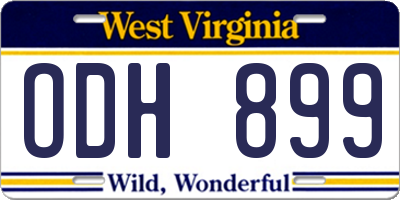 WV license plate ODH899