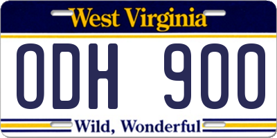 WV license plate ODH900