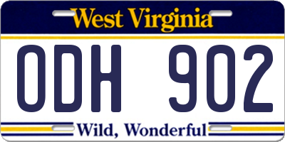 WV license plate ODH902