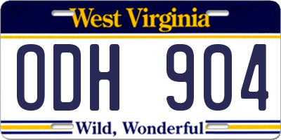 WV license plate ODH904