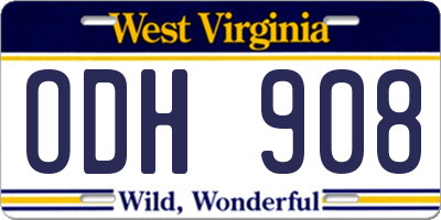 WV license plate ODH908