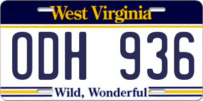 WV license plate ODH936