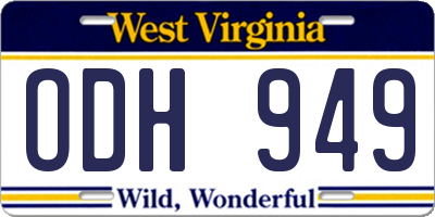 WV license plate ODH949
