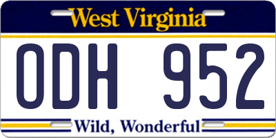 WV license plate ODH952