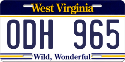 WV license plate ODH965