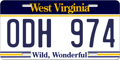WV license plate ODH974