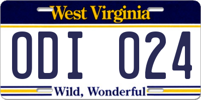 WV license plate ODI024