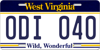WV license plate ODI040