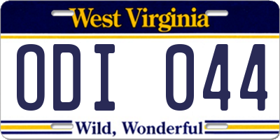 WV license plate ODI044