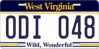 WV license plate ODI048