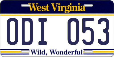 WV license plate ODI053
