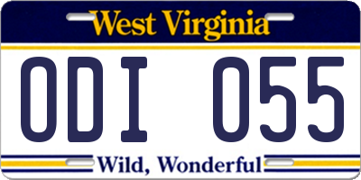 WV license plate ODI055