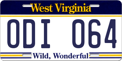 WV license plate ODI064