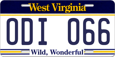 WV license plate ODI066