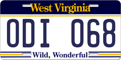WV license plate ODI068
